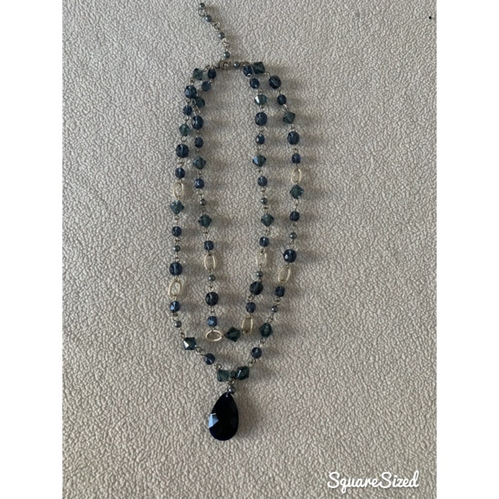 Blue Crystal Layered Necklace